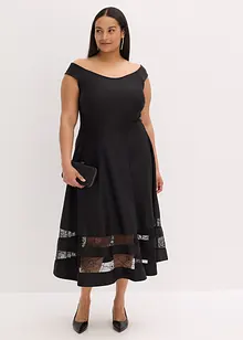 Robe col Bardot avec dentelle et ceinture, bonprix