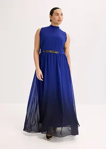 Robe longue en crêpe à col montant et empiècement taille, bonprix