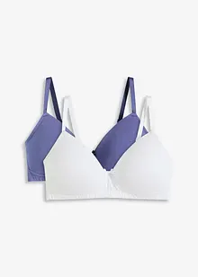 Lot de 2 soutiens-gorge coton à coques sans armatures, bonprix