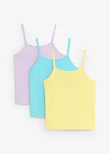 Lot de 3 tops à fines bretelles 100% coton, bonprix