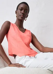 Blouse sans manches 100 % lin à encolure croisée, bonprix