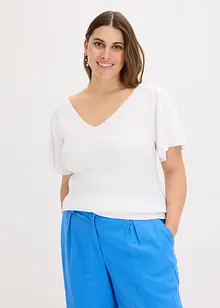 Pull côtelé à manches courtes papillon, bonprix