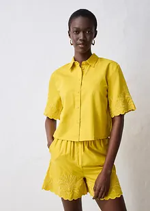 verkürzte Hemdbluse mit Seidenanteil, bonprix