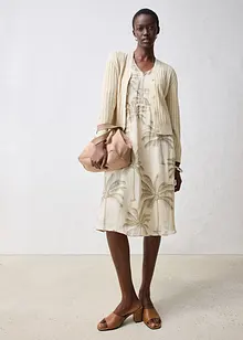 Ajour-Strickjacke mit Leinenanteil, bonprix