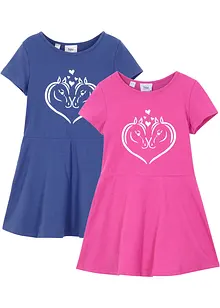Lot de 2 robes en jersey fille, manches courtes, bonprix