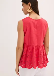 Blouse sans manches avec broderies anglaises, fendue sur les côtés, bonprix
