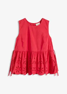 Blouse sans manches avec broderies anglaises, fendue sur les côtés, bonprix