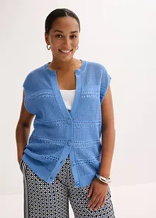Gilet manches courtes en maille ajourée, bonprix