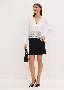 Blouse à empiècement crocheté et franges, bonprix