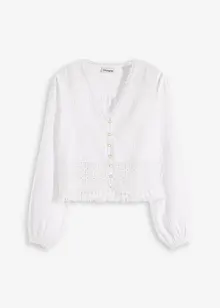 Blouse à empiècement crocheté et franges, bonprix