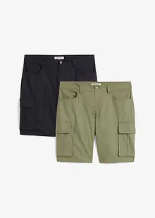 Lot de 2 bermudas cargo extensibles, regular, bonprix