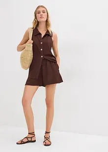 Short en crêpe texturé avec taille élastiquée, bonprix