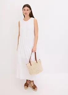Robe longue en coton avec fronces, bonprix