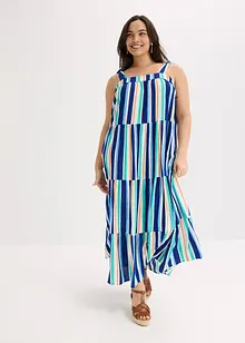 Robe rayée à bretelles en viscose texturée, bonprix