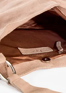 Veloursledertasche mit dekorativem Zusatzriemen, bonprix