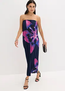 Bandeau-Kleid aus glänzendem Satin mit Plisse, bonprix
