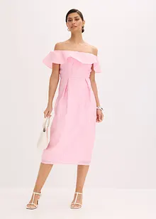 Carmen-Kleid aus glänzendem Jacquard, bonprix