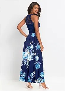 Robe longue estivale avec imprimé floral et empiècement dentelle, bonprix