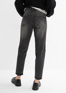 Jean mom taille haute, peu extensible, cropped, bonprix