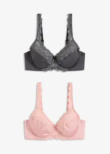 Lot de 2 soutiens-gorge à armatures et dentelle, bonprix
