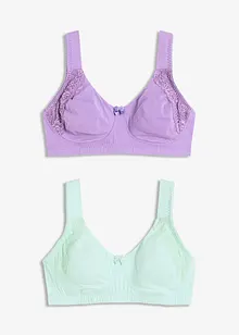 Lot de 2 soutiens-gorge moulés coton, sans armatures, bonprix