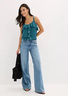 Wide-Leg-Jeans Mid Waist, Low Stretch Full Length, bonprix