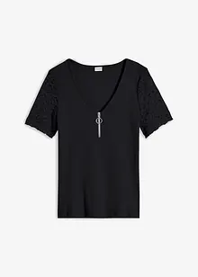 Rippshirt mit Reißverschluss, bonprix