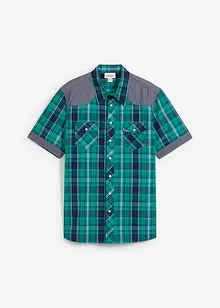 Kurzarmhemd mit Denim-Besatz, bonprix
