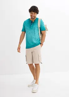 Henleyshirt, Kurzarm aus reiner Bio-Baumwolle in gewaschener Optik, bonprix