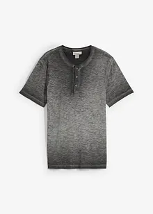 T-shirt col tunisien en 100% coton, aspect délavé, bonprix
