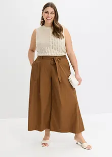 Pantalon en popeline de coton et ceinture (ens. 2 pces), bonprix