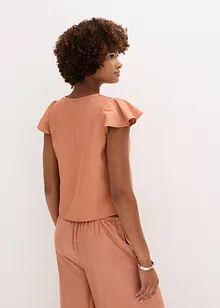 Bluse mit Volantärmeln in Glanzoptik, bonprix