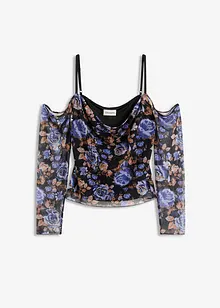 Cold-Shoulder-Shirt aus leichtem Mesh, bonprix