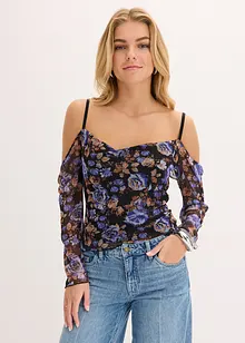Cold-Shoulder-Shirt aus leichtem Mesh, bonprix