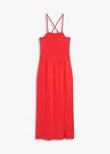 Robe midi en jersey avec empiècement smocké et fente, bonprix