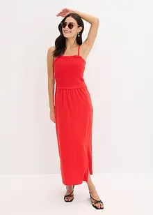 Robe midi en jersey avec empiècement smocké et fente, bonprix