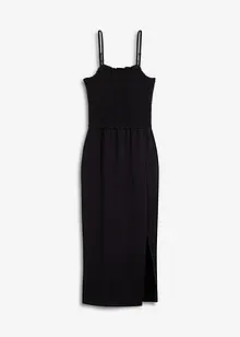 Midikleid aus festem Jersey mit Smockeinsatz und Schlitz, bonprix