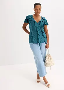 Shirt mit Volants aus softem Modal-Mix, bonprix