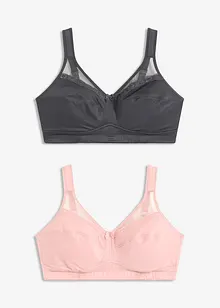 Lot de 2 soutiens-gorge grand maintien sans armatures avec bretelles rembourrées, bonprix