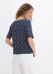 Ripp-Shirt mit Blumendruck, Halbarm, bonprix
