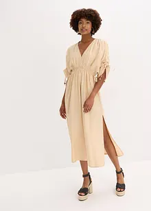 Maxikleid mit weiten Ärmeln aus strukturiertem Material, bonprix