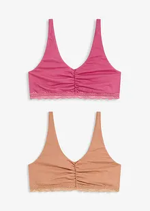 Bralette mit Baumwolle und Spitze (2er Pack), bonprix