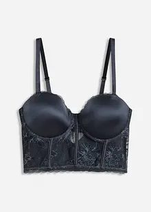 Soutien-gorge balconnet en polyamide brillant avec dentelle à franges, bonprix