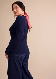 Ripp-Strickpullover mit Polokragen, bonprix