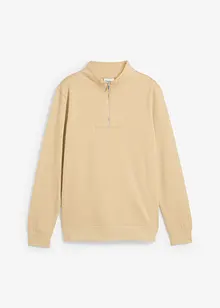 Sweatshirt mit Troyerkragen aus reiner Bio-Baumwolle, bonprix