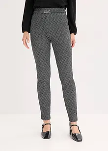 Pantalon en jacquard à taille élastiquée, détail boucle, bonprix
