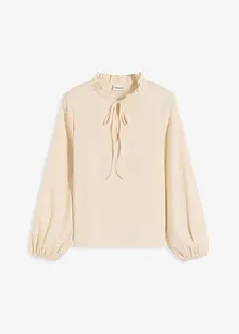 Blouse manches longues à col volanté, bonprix