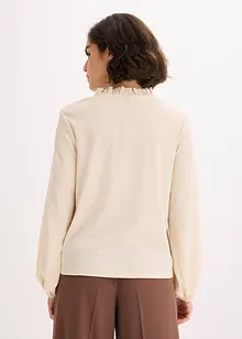 Blouse manches longues à col volanté, bonprix