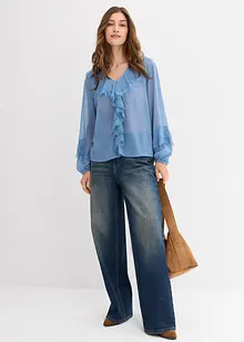 Blouse en mousseline à volants, bonprix