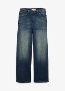 Jean droit et loose, taille haute, peu extensible, bonprix